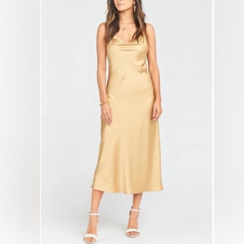 NWT Show Me‎ Your Mumu Gold Luxe Verona Cowl Midi Dress Size XS